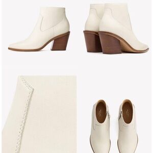 GUC Rag & Bone Cream Razor Boot-Antique White Ankle Boots with Tan Heel